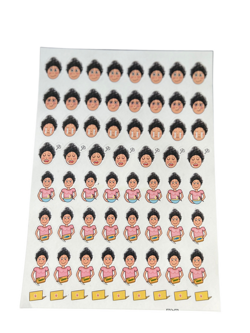 Study, rest and fitness planner stickers Sheet C with illustrated characters — Curvy Noodle India
