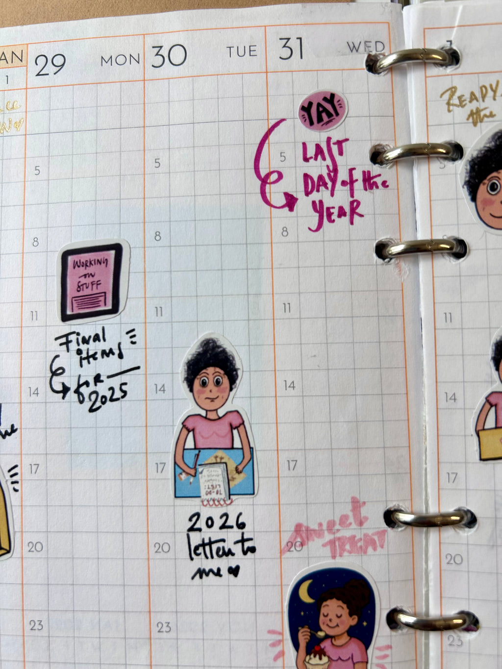Sheet of action stickers for your daily planner by Curvy Noodle 